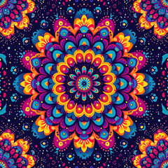 Fototapeta na wymiar Flower mandala colorful spiritual repeat pattern