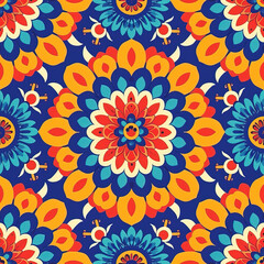 Fototapeta na wymiar Flower mandala colorful spiritual repeat pattern