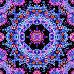 Flower mandala colorful spiritual repeat pattern
