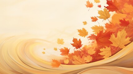 Autumn illustration background, with dry maple leaf decoration, copy space template.