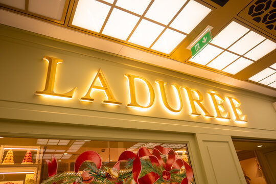 Sign of Ladurée is a French bakery and candy manufacturer and retailer that was founded in 1862.