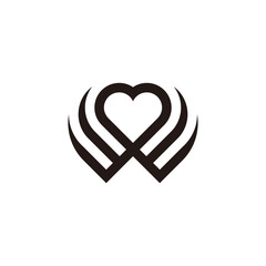 Letter W Love Logo. W initial logo with love icon. minimalist black