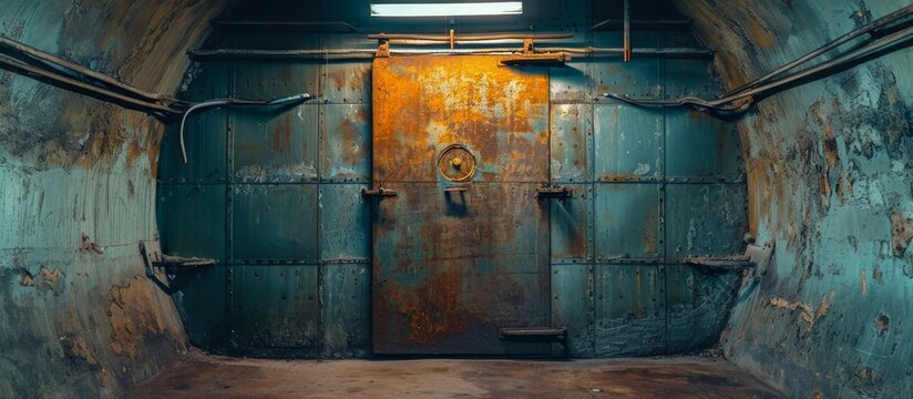 Soviet bomb shelter with a heavy steel hermetic door was opened.
