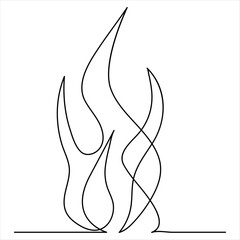 Continuous one line drawing of bonfire line art drawing vector illustration