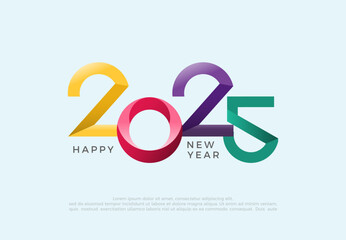 Happy new year 2025 vector. Premium colorful numbers with modern vector design for happy new year celebration. design for poster, banner, social media post greeting.