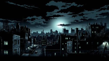 a moody graphic novel cityscape.
