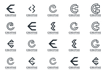 collection letter E logo, abstract design template