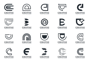 mega collection letters E logo design inspiration. icon abstract logos