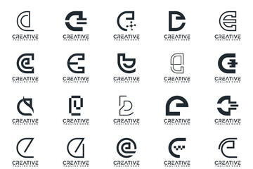 mega collection letters E logo design inspiration.  icon abstract logos