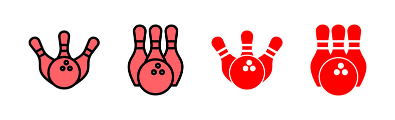 Bowling icon set illustration. bowling ball and pin sign and symbol.