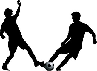 Silhouette image of inter-village football players
