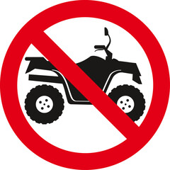 prohibiting thoroughfare of atv, no riding four wheels, Prohibiting sign,Traffic Sign , Vector, symbol, transport icon  © cristina