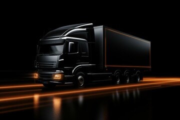 fast truck delivery on black background. Generative AI