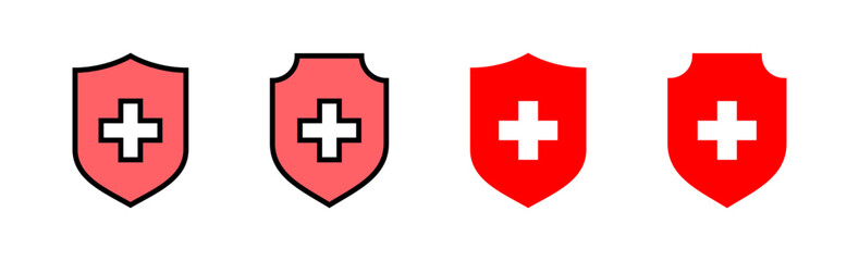 Health insurance icon set illustration. Insurance document sign and symbol