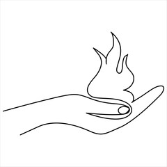 Continuous one line drawing of bonfire line art drawing vector illustration