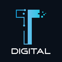 Letter t technology vector logo template. Suitable for technology, digital, web, link, internet, media etc