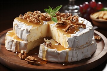 Camembert Cheese, on isolated white background, Generative AI