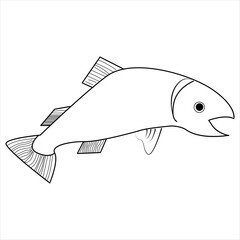 Continuous one line drawing of fish line art drawing vector illustration