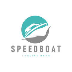 Speed boat logo design, illustration of a sports boat template, simple modern fast boat brand