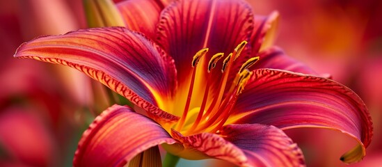 Close-up of a large crimson lily bloom