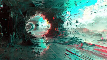 decaying digital fragment 3d abstract background