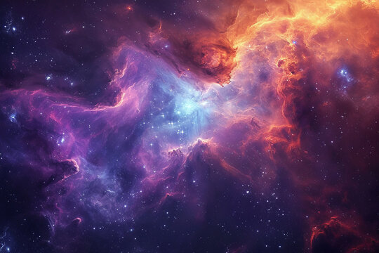 Majestic nebula lighting up a starry sky, a showcase of cosmic beauty and mystery is AI Generative