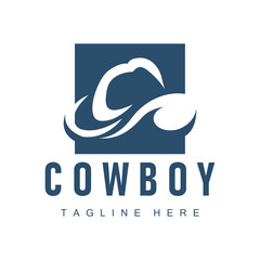 Cowboy hat logo vector hat illustration line texas rodeo cowboy template design