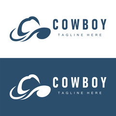 Cowboy hat logo vector hat illustration line texas rodeo cowboy template design - obrazy, fototapety, plakaty