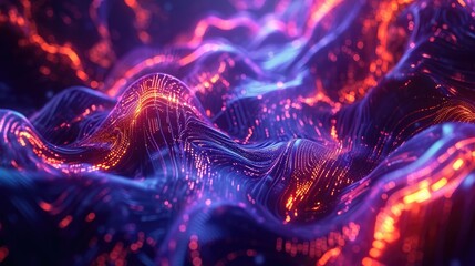 Fractal circuit neural network 3d abstract background - obrazy, fototapety, plakaty