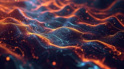 Fractal circuit neural network 3d abstract background