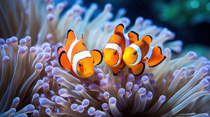 Undersea Wonders Exquisite Images of Clownfish Swimming in the Deep Sea ai generated