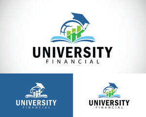 Fototapeta na wymiar university finance logo design concept education world business design concept emblem