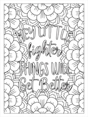 Zentangle Doodle floral pattern in black and white. Zentangle drawing. Page for coloring book interesting relaxing adults for Motivational Quotes