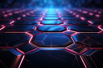 Obraz premium Abstract technology hud interface hologram elements neon lights, circle percent vitality innovation on hi tech future design. Generative AI