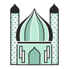 green tosca mosque vector illustration
