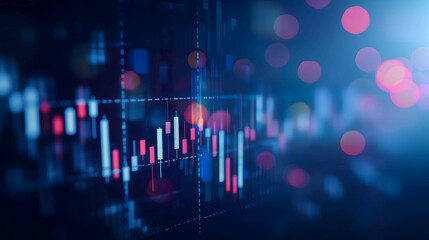 Obraz premium graph and candlestrick chart in stock and currency market, financial and investment growth background