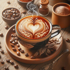 cup of coffee, cup of coffee with chocolate, Beautiful face coffee, Hot coffee, beautiful face, GenerativeAi illustration