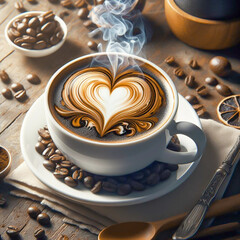 cup of coffee, cup of coffee with chocolate, Beautiful face coffee, Hot coffee, beautiful face, GenerativeAi illustration