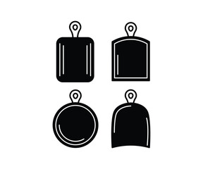 chopping board icons kitchen vector design simple black white illustration collection template