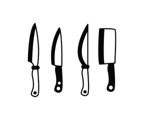 set of kitchen knives icon simple black white flat design vector illustration collections 