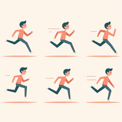 Fototapeta na wymiar Illustration set of cartoon characters of young people running. simple and minimalist