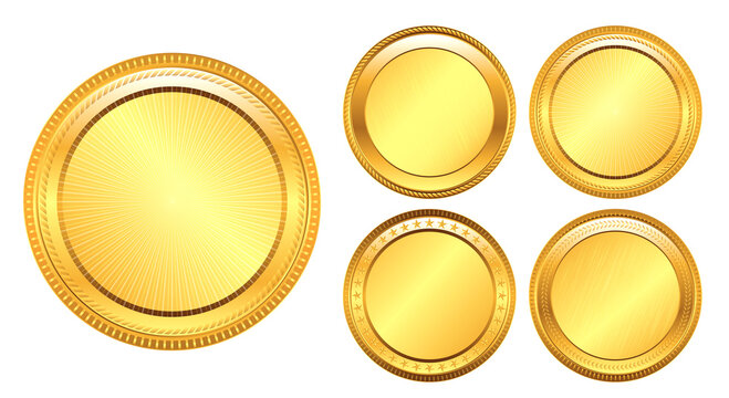 set of realistic gold coin. easy to modify
