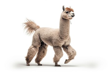 Obraz premium 3d rendering of an alpaca standing isolated on white background