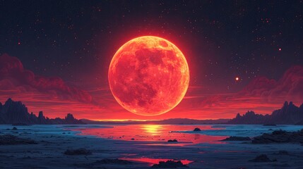 Fototapeta na wymiar Blood Moon, Background Banner HD