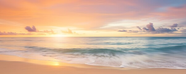 Naklejka na ściany i meble Golden Sunset Over Tranquil Ocean Waves