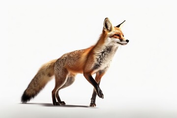 Fototapeta premium Red fox isolated on white background. 3d render illustration