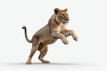 Lioness on a white background. 3D illustration