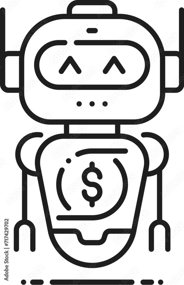 Fototapete cryptocurrency internet robo advisor, fintech chat bot and blockchain online technology linear icon.