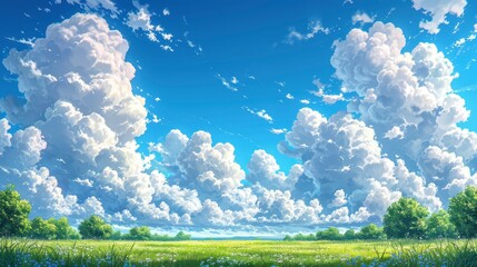 Fototapeta premium Blue Sky Natural White Clouds Landscape, Background Banner HD