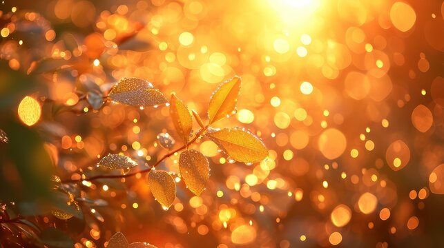 Blurred Image Morning Sunlight Golden Glowing, Background Banner HD